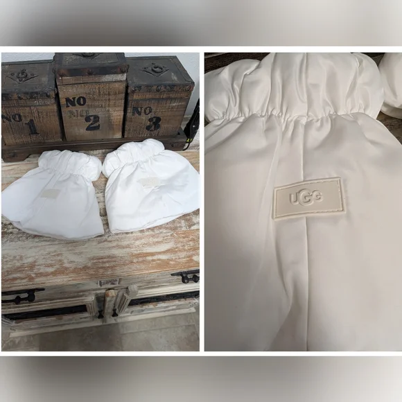 UGG Dip Puffer Waterproof Boot Covers White, New Without Tags - Picture 1 of 7